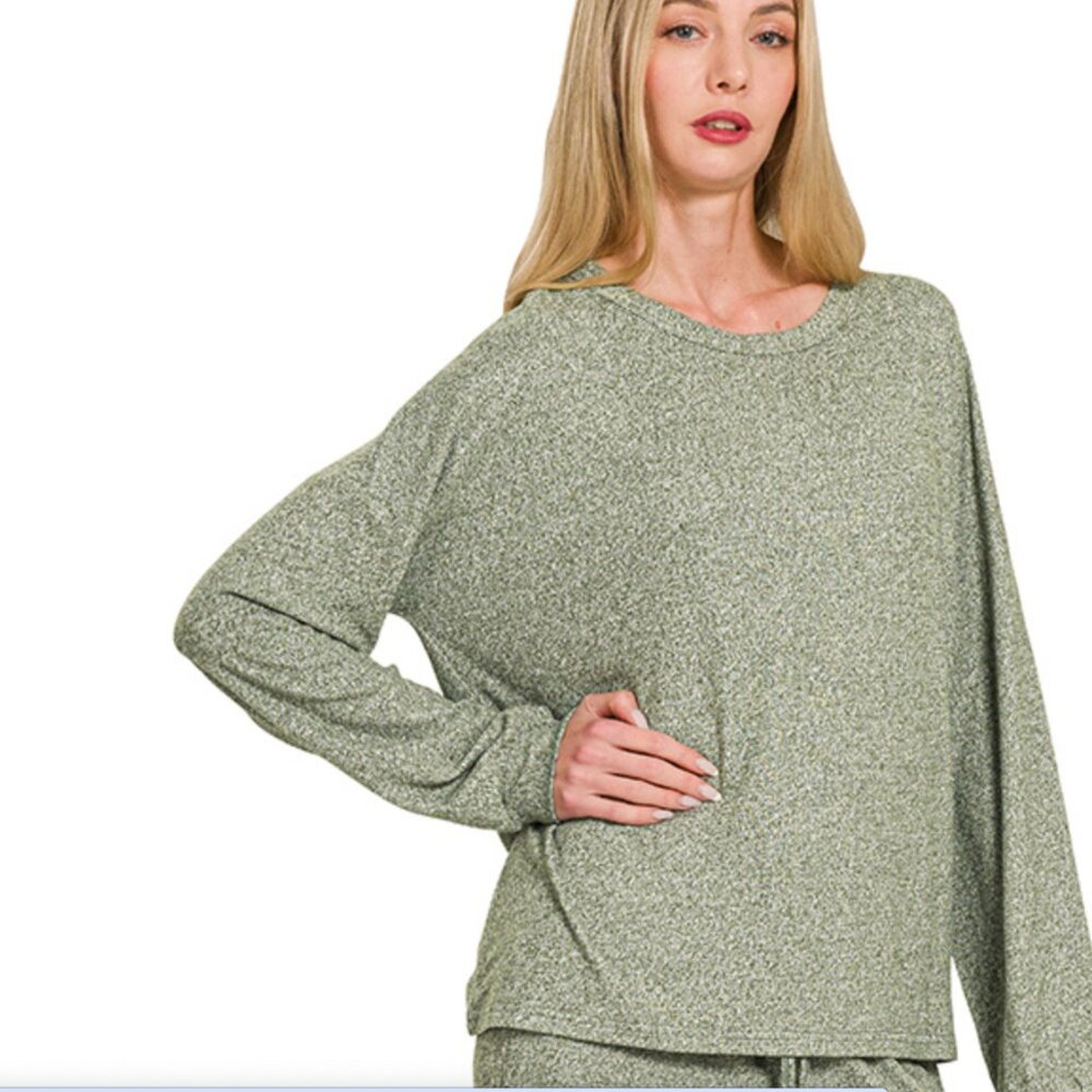 Zenana Outfitters Olive Lounge Set - Picture 2 of 3